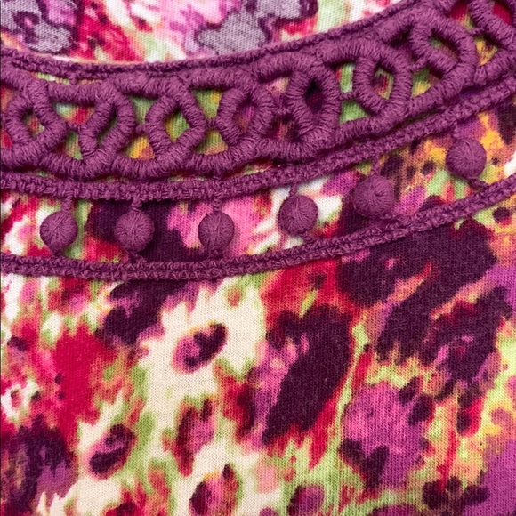 Basic Editions Floral Blouse - Purple, Pink, and Yellow - Picture 3 of 5